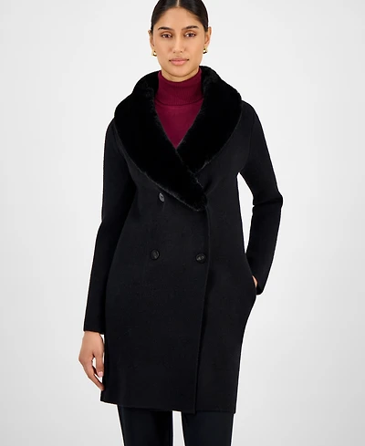 T Tahari Women's Faux-Fur Shawl-Collar Jacket