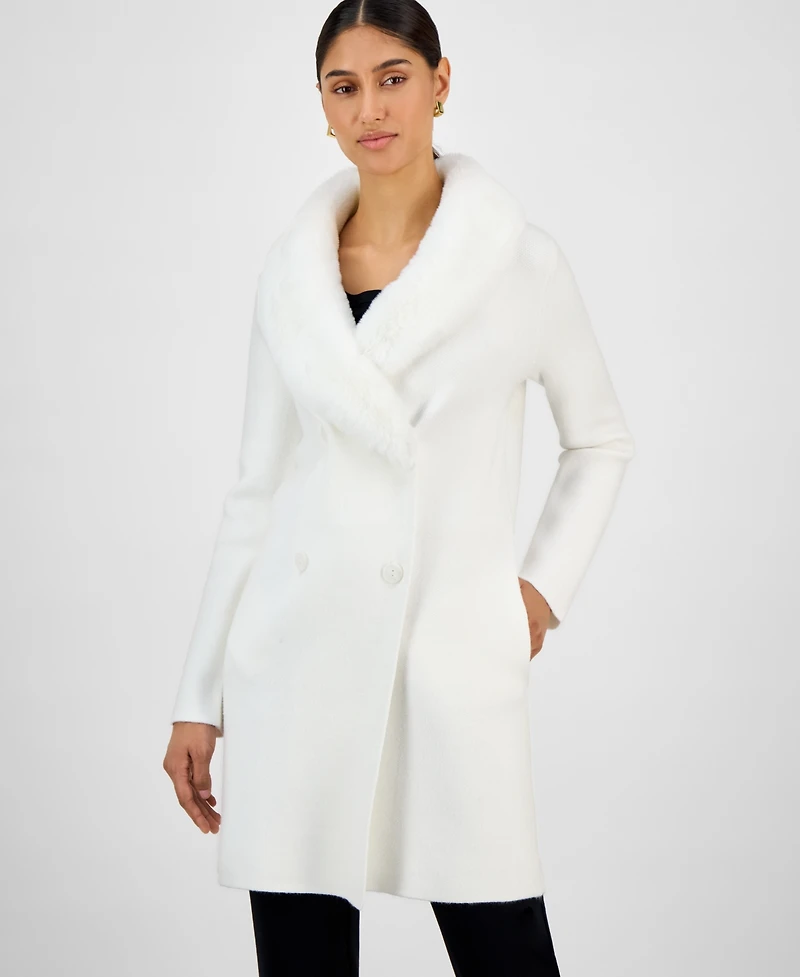 T Tahari Women's Faux-Fur Shawl-Collar Jacket