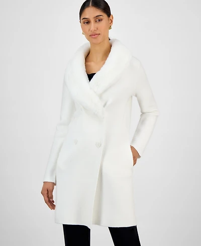 T Tahari Women's Faux-Fur Shawl-Collar Jacket