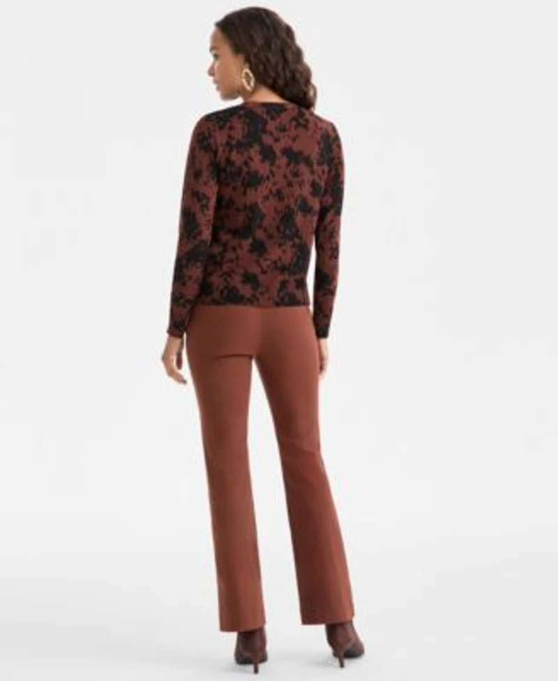 I.N.C. International Concepts Petite Printed Button Front Cardigan Mid Rise Bootcut Pants Macys Exclusive