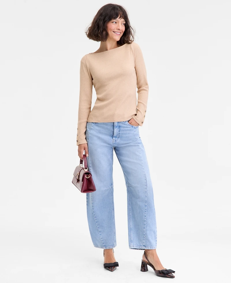 On 34th Women's Button-Cuff Boatneck Top, Macy's Exclusive