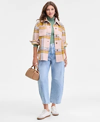 On 34th Women's Relaxed Plaid Shacket, Macy's Exclusive