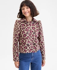 On 34th Women's Brushed Animal Print Shrunken Peacoat, Macy's Exclusive