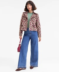 On 34th Women's Brushed Animal Print Shrunken Peacoat, Macy's Exclusive