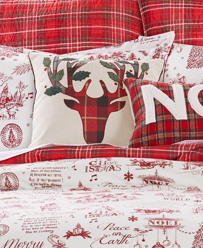 Levtex Yuletide Deer Applique Decorative Pillow, 18" x 18"