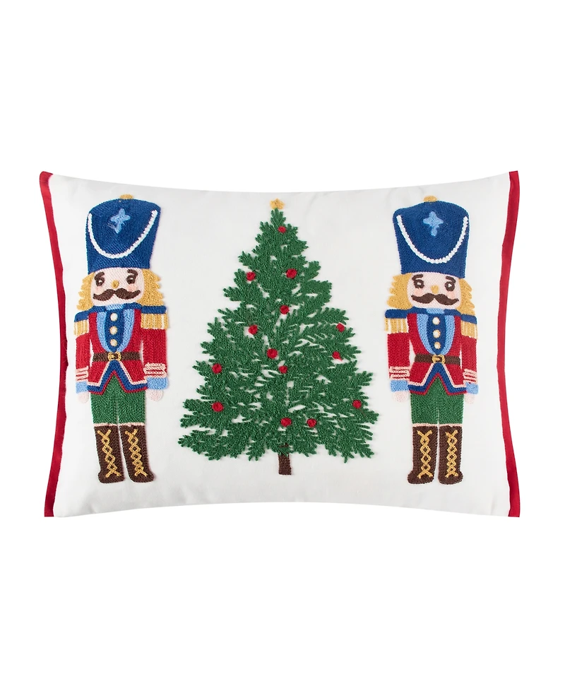 Levtex Festive Nutcrackers Embroidered Decorative Pillow, 14" x 18"