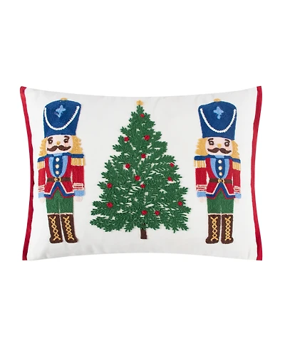 Levtex Festive Nutcrackers Embroidered Decorative Pillow, 14" x 18"