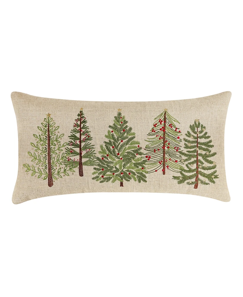 Levtex Merry Tartan Trees Embroidered Decorative Pillow, 12" x 24"