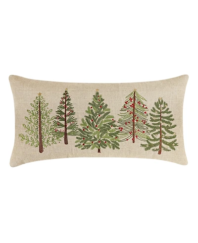 Levtex Merry Tartan Trees Embroidered Decorative Pillow, 12" x 24"