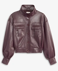 On 34th Women's Faux-Leather Bomber Jacket, Macy's Exclusive