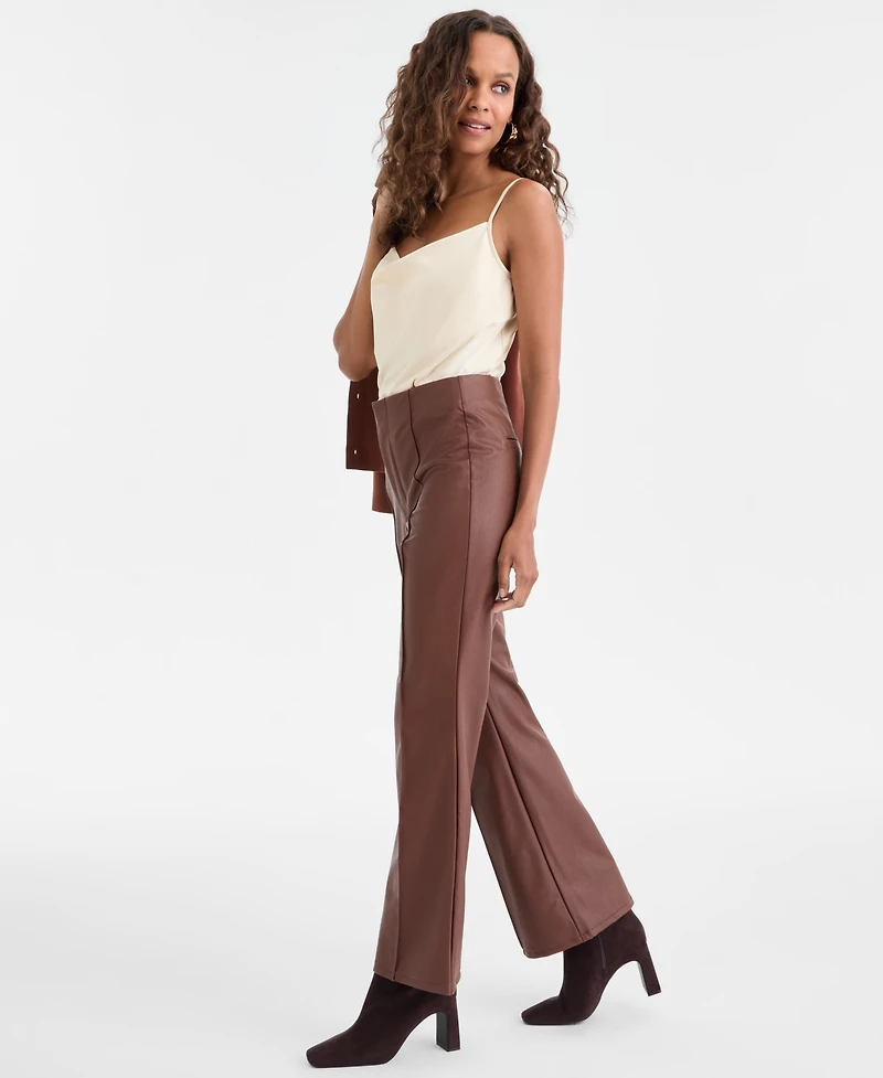 I.n.c. International Concepts Petite Faux-Leather Flared Pants, Macy's Exclusive