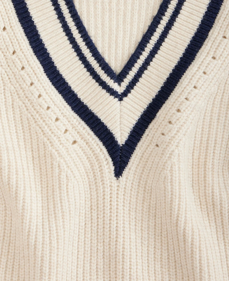 On 34th Women's Varsity Tipped V-Neck Sweater, Macy's Exclusive