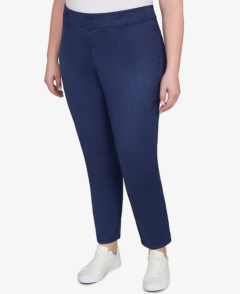 Hearts Of Palm Plus Solid Faux Suede Pants