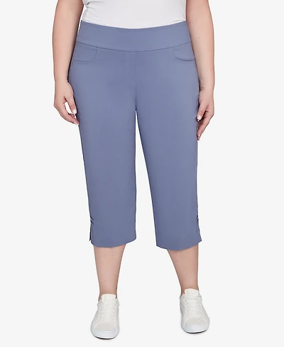 Hearts Of Palm Plus Solid Tech Stretch Capri Pants
