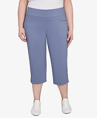 Hearts Of Palm Plus Solid Tech Stretch Capri Pants