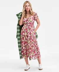 On 34th Women's Floral-Print Flutter-Sleeve Midi Dress, Macy's Exclusive