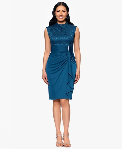 B&A By Betsy and Adam Women's Lace Ruched Dress