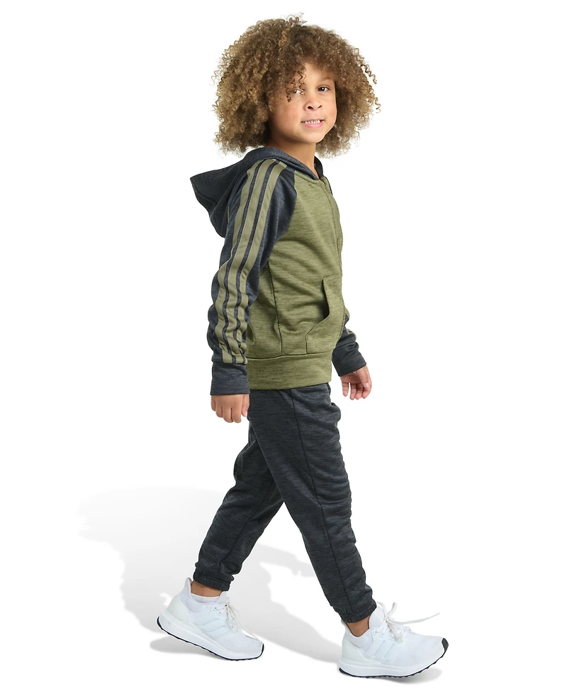 adidas Toddler and Little Boys 2-Piece Long Sleeve Fleece Jacket Joggers Set