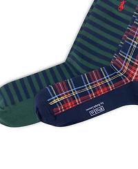 Polo Ralph Lauren Men's 2-Pack Plaid and Stripe Socks