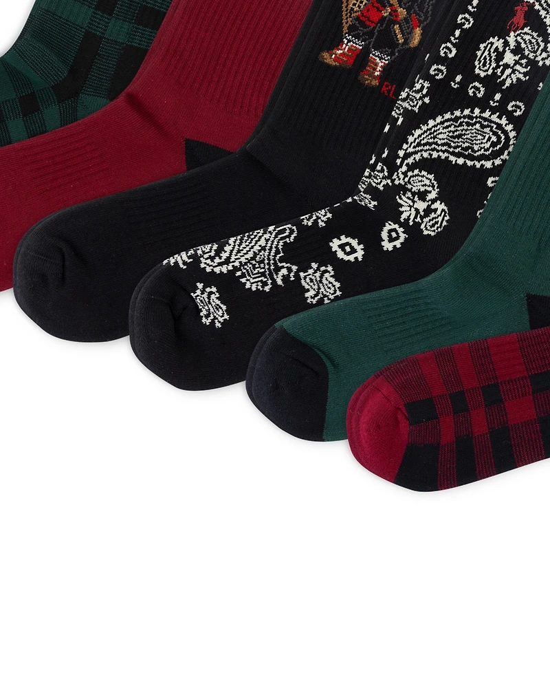 Polo Ralph Lauren Men's 6-Pack Holiday Bear Crew Socks