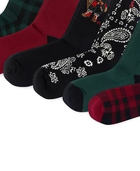 Polo Ralph Lauren Men's 6-Pack Holiday Bear Crew Socks