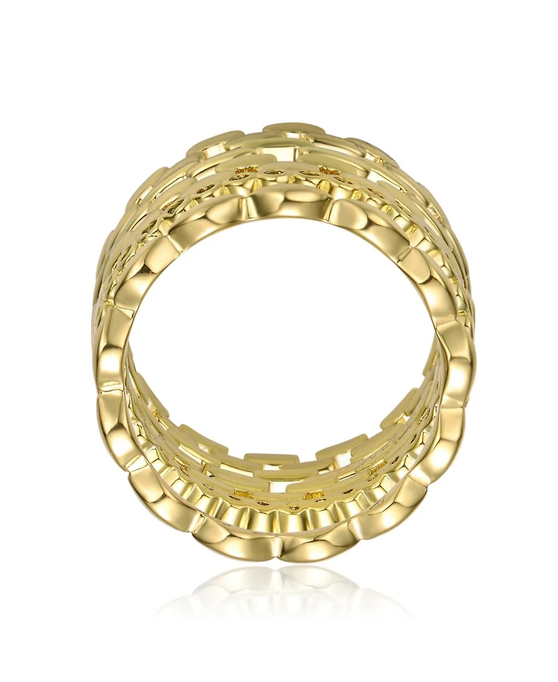 Chic 14K Gold Plated with Round Cubic Zirconia Geometric Stacking Ring