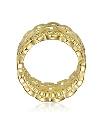 Chic 14K Gold Plated with Round Cubic Zirconia Geometric Stacking Ring