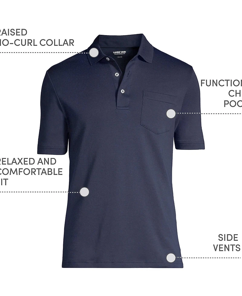 Lands' End Men's Tall Short Sleeve Cotton Supima Polo Shirt with Pocket