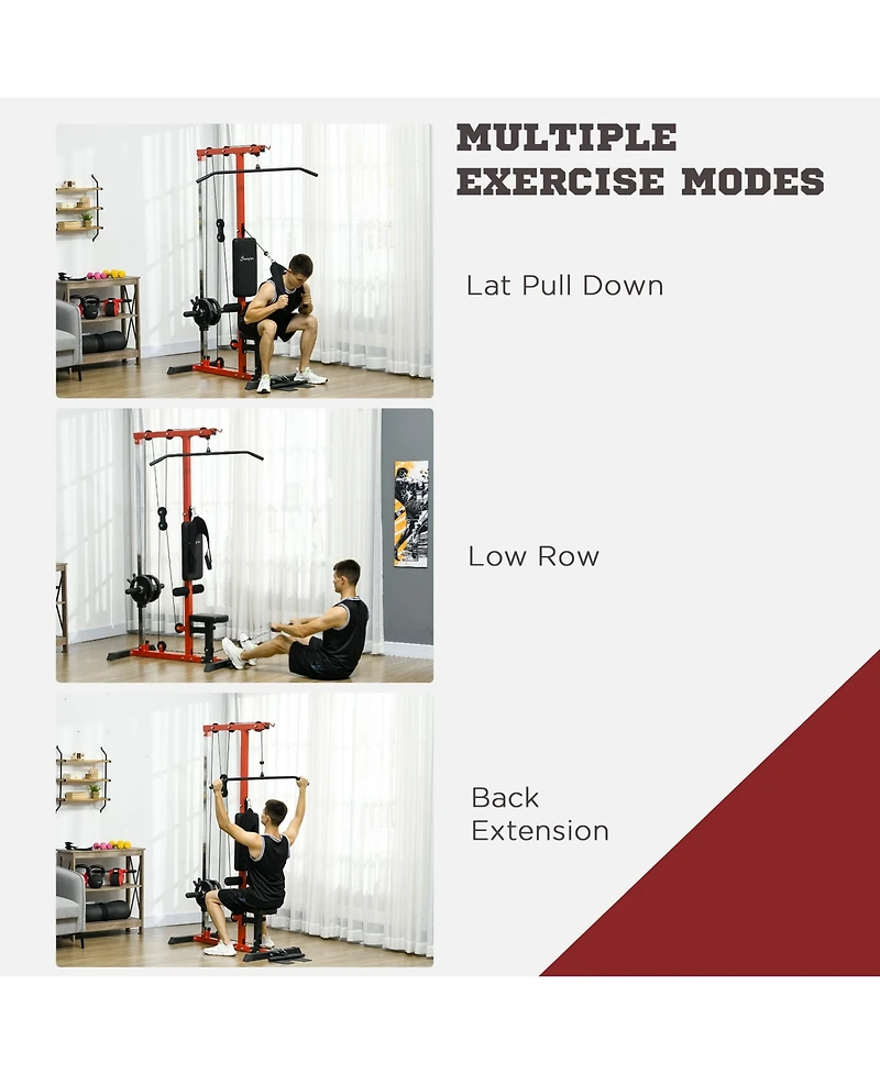 Soozier Cable Machine Lat Pull Down Machines with Flip-Up Footplate