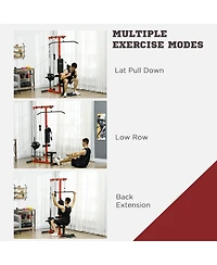 Soozier Cable Machine Lat Pull Down Machines with Flip-Up Footplate