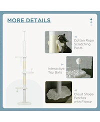 PawHut 8.4' Floor to Ceiling Cat Tree, Adjustable Height,