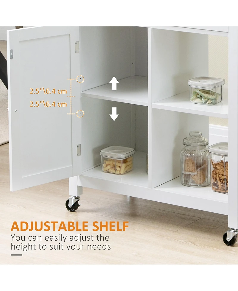 Homcom Wooden Kitchen Serving Storage Cart Serving Cabinet with Shelves