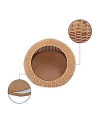 Fiora 19.5" x 18" Modern Circular Faux Wicker Pet Bed with Machine-Washable Cushion