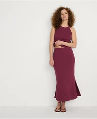 Lands' End Women's Cotton Pointelle Sweater Maxi Skirt - Set Bottom