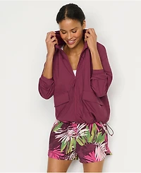 Lands' End Women's Upf Packable Hooded Windbreaker Jacket