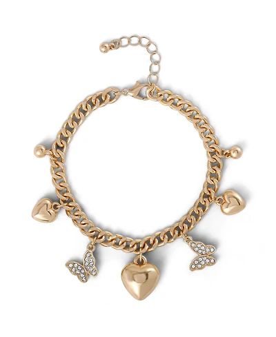 Jessica Simpson Heart & Butterfly Gold-Tone Bracelet