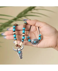 Jessica Simpson Beaded Layered Necklace in Turquoise and Amber Hues