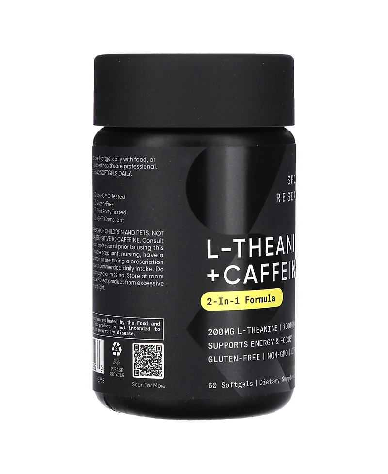Sports Research L-Theanine & Caffeine, 2-in-1 Formula, 60 Softgels, Sports Nutrition