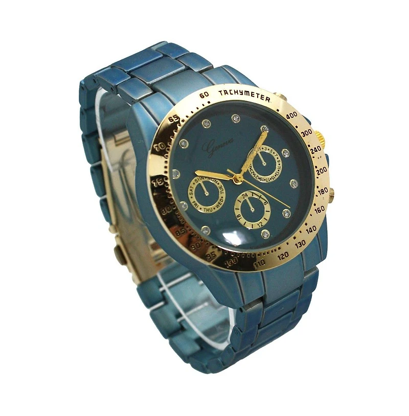 Solid Color Metal Three Dial Women Watch