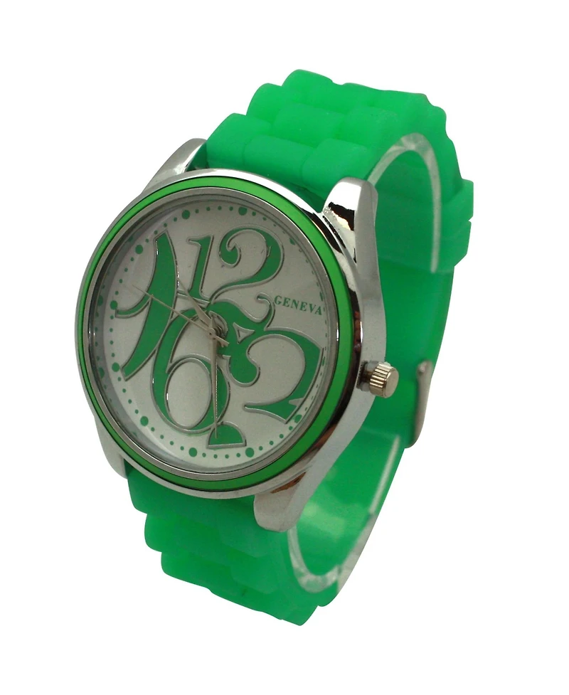 Olivia Pratt Lime Green Round Big Face with Colorful Numbers Women Watch