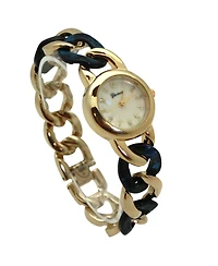 Olivia Pratt Navy Gold Chain and Tortoise Strap Women Watch