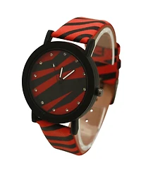 Olivia Pratt Red Zebra Colorful Strap Women Watch