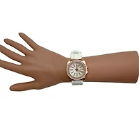 Olivia Pratt White Bright Silicone Band with Rhinestones Numeral Women Watch