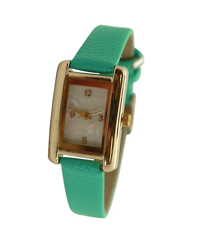 Olivia Pratt Mint Thin Gold Square Face Solid Faux Leather Women Watch