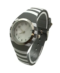 Olivia Pratt Gray Stripped Silicone Band Women Watch