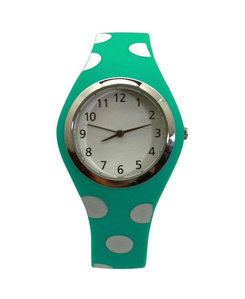 Olivia Pratt Mint Polka Dots Silicone Band Women Watch