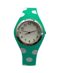 Olivia Pratt Mint Polka Dots Silicone Band Women Watch