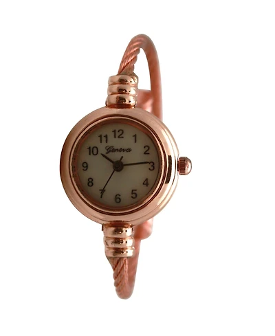 Olivia Pratt Rose Gold Thin Swirl Delicate Bangle Women Watch