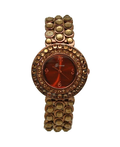 Olivia Pratt Copper Shiny Rhinestones Metallic Women Watch