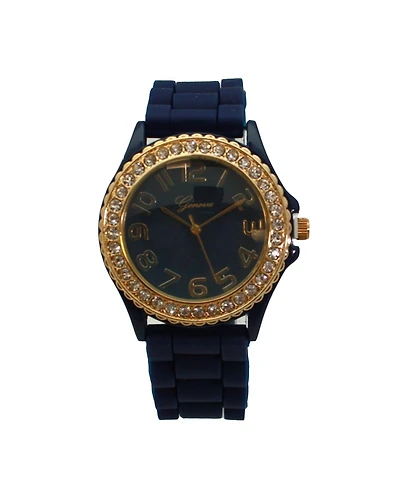 Olivia Pratt Navy Every Day Silicone and Rhinestones Colorful Women Watch